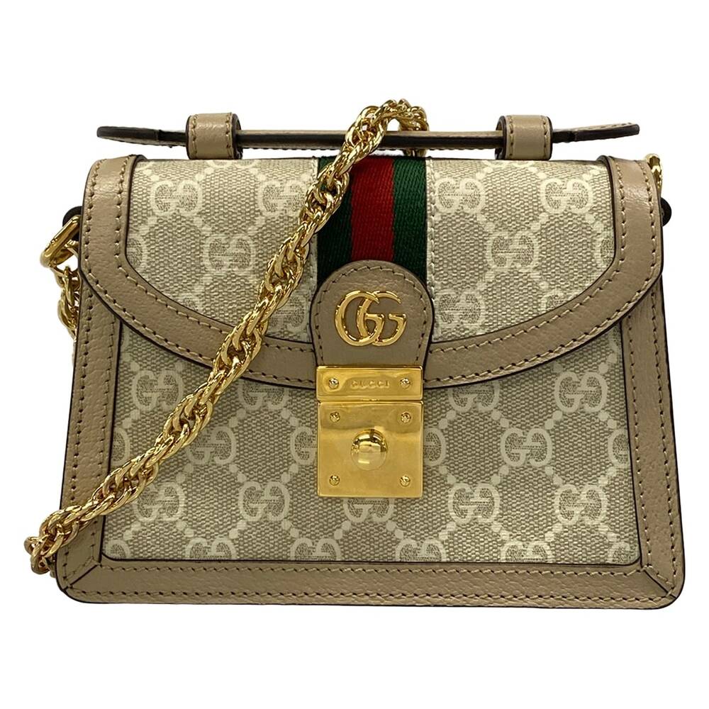 Gucci Ophidia Shoulder Bag 696180 Beige Gold Multi PVC Leather Hardware